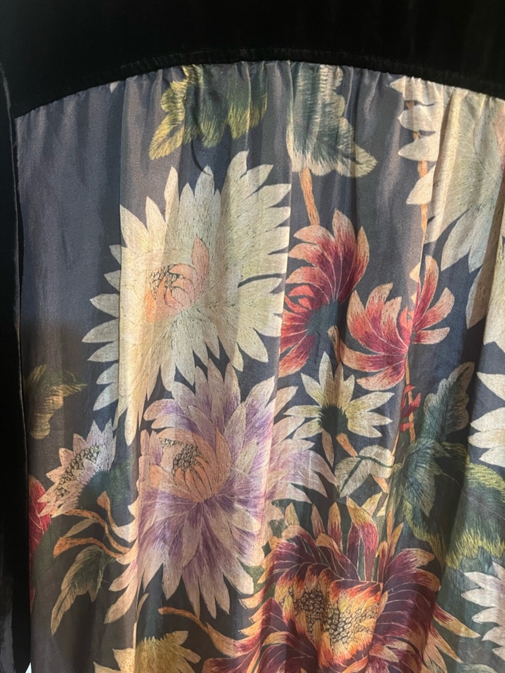 JWLA Johnny Was Mixed Media 3/4 Sleeve black  Velvet Front Silk Back dress Sz XL - Picture 4 of 9